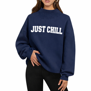 Sweat-shirt à col montant en molleton de coton épais, coupe oversize, chaud pour l'hiver, style streetwear décontracté, haut de gamme - Product Image 1