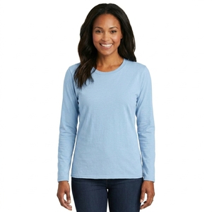 Solid Long Sleeve Casual Women T Shirt Premium Cotton Fabric Breathable Lightweight Daily Fashion Wear <b>Top</b> - Product Image 3
