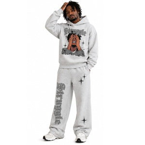 Meilleurs pantalons évasés personnalisés de style streetwear hivernal pakistanais, vintage, délavés à l'acide, effet soleil, en molleton de coton, pour le jogging, taille élastique - Product Image 4