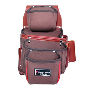 Heavy Duty <b>Leather</b> & Nylon <b>Tool</b> Pouch Belt Set for Carpenter Electrician Plumbing Waist OEM Multi Pockets Storage <b>Tool</b> Bags Set - Product Image 3