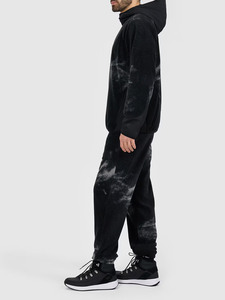Ensemble de survêtement en molleton tie-dye pour homme, ensemble premium noir avec sweat à capuche et pantalon de jogging pour homme, survêtement chaud d'hiver, vêtements de sport, logo personnalisé - Product Image 1