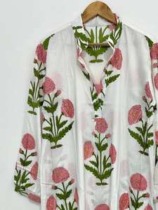 Kimono Kurta de Algodón con Estampado Floral: Vestido de Estilo Boho para Mujer - Product Image 2