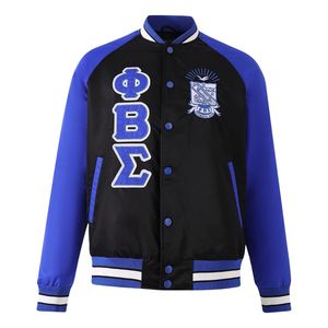 Phi Beta Sigma Black Bomber Jacket with Custom Lining for Men <b>Comfortable</b> Fit Premium Fabric Greek Fraternity Apparel Outerwear - Product Image 1