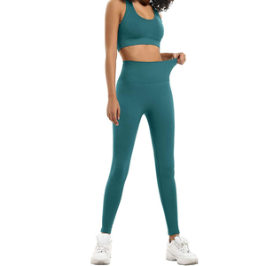 Conjunto Deportivo de Alta Elasticidad para Mujer, Leggings de Yoga Transpirables y Sujetador Deportivo, Ropa Deportiva sin Costuras para Chicas con Diseño OEM - Product Image 2
