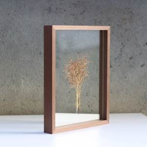 Rosewood Veneer Floating Photo <b>Frame</b>, Double Sided Glass, Pressed Flower Display - Product Image 5