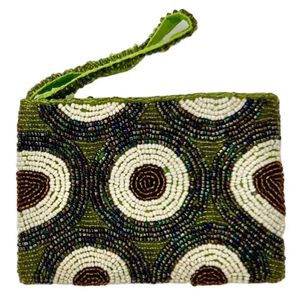 Coin Purse Circle Pattern <b>Hand</b> Embroidery Zipper Pouch Retro Geometric Design Seed Beads <b>Mini</b> Gifts - Product Image 5