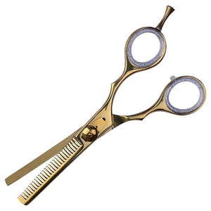 Ciseaux professionnels pour la retouche des cheveux, 6,0 pouces, en acier inoxydable, à pointe arrondie, pour droitiers, manche long, ciseaux à dents en V pour barbier - Product Image 1
