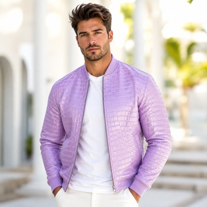 Custom Luxury Plaid Pattern <b>for</b> Embossed Leather Bomber <b>Jacket</b> <b>for</b> <b>Men</b>-Breathable <b>Summer</b> Casual Streetwear Finished - Product Image 1