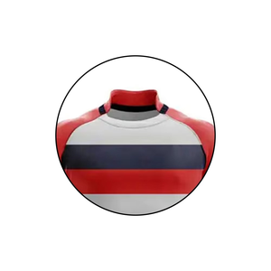 Conjunto de Camiseta de Rugby para Hombre, con Rayas y Logotipo Estampado en la Parte Delantera, Rojo, Azul Marino y Blanco, Manga Corta, Ajustada, Absorbe la Humedad, 140g, para Todas las Temporadas - Product Image 5