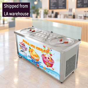 New Free Shipping USA Double Pan 304 Stainless Steel Fruit & Milk <b>Ice</b> <b>Cream</b> Roll <b>Machine</b> Easy Operate - Product Image 1