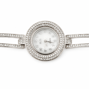 Pulsera de Reloj de Plata de Ley 925 con Doble Halo de Circonita Cúbica para Mujer, Reloj de Lujo con Acabado Pulido, Regalo para Fiesta, Diseño de Joyería - Product Image 3