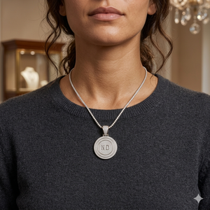 Collier personnalisé unisexe en argent 925 style hip-hop, bijoux fins, pendentif classique, lettre en bloc cercle glacé en moissanite - Product Image 2
