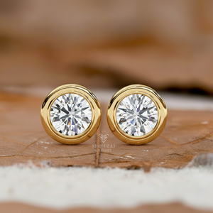 Boucles d'oreilles clous en or 14K 18K en gros d'usine, serties de diamants de laboratoire DE/VVS 0,5-2 carats avec certificat IGI, bijoux - Product Image 1