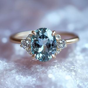 Anillo de Moissanita Azul con Corte Ovalado, Plata de Ley 925, Chapado en Oro de 18K, Joyería de Lujo para Boda, Compromiso o Fiesta - Product Image 1