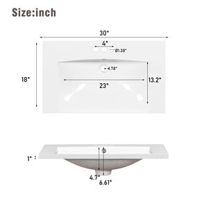 Mobile da Bagno con Lavabo in Resina da 30 Pollici (Solo Lavabo) - Product Image 3