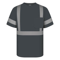 T-shirt de travail haute visibilité gris foncé pour homme avec bandes réfléchissantes et poche poitrine, uniforme de sécurité en polyester