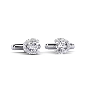 Boutons de manchette en platine pour homme avec sertissage griffe diamantée, bijoux de cérémonie - Product Image 2