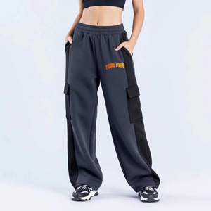 Trendy Women <b>Joggers</b> Sweatpants OEM Custom Design Women Streetwear <b>Joggers</b> Side-Pocket <b>Slim</b> Fit Fleece Pants Logo Elastic Waist - Product Image 1