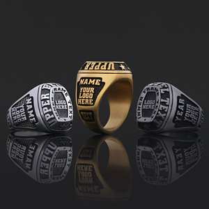 Bague personnalisée BOJ 030, gravée avec votre nom et vos logos sur mesure, faite à la main en argent 925 plaqué or, design unique, prix bas, vente flash - Product Image 1