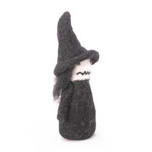 Handmade Felt Wool Black Witch – Small Needle Felted <b>Doll</b> Figurine Halloween Decor Gift - Product Image 2
