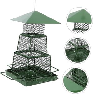 Mangeoire à oiseaux d'extérieur en métal durable, design en maille, peu encombrante, à crochet simple, pour jardins, balcons et patios - Product Image 6