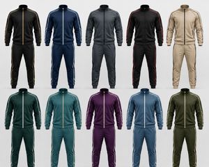 Ensemble de survêtement pour homme, manches longues, fermeture éclair sur le devant, design sportif, matière respirante en spandex/coton, vêtements d'hiver, capuche unie imprimée - Product Image 6