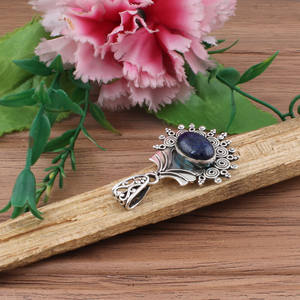 Handmade Vintage Purple Copper Turquoise Pendant 925 Silver Platinum Plated Unisex Purple Matrix Stone <b>Charm</b> Unique Fine Jewelry - Product Image 3