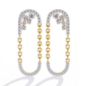 Boucles d'oreilles AJRETAIL en diamant naturel taille brillant rond de 0,48 ct - Or 14 carats, couleur HI, clarté VS-SI, design boucle céleste, style luxueux - Product Image 1