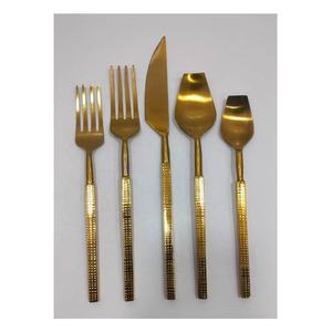New Arrival <b>Gold</b>-Toned Mirror Polish Hammered Handle Stainless Steel <b>Cutlery</b> <b>Set</b> Dinnerware Kitchenware Use Wedding Party Decor - Product Image 3
