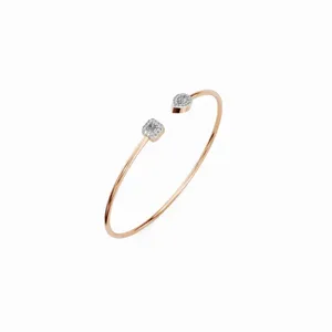 Bracelet jonc Kada en or rose 18 carats avec diamants ronds radiants cultivés en laboratoire, certifiés IGI, 35 diamants, bijoux tendance pour femmes - Product Image 2