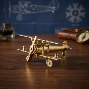 Avión a Reacción de Latón, Avión Antiguo, Adorno Decorativo para Mesa, Estatua en Miniatura, Decoración de Interiores para el Hogar, Regalo - Product Image 6