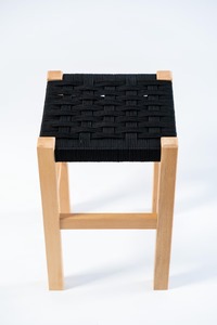 Repose-pieds en bois, tabouret ottoman tissé à la main, tabouret de douche, ottoman d'intérieur et d'extérieur, console avec incrustations en os - Product Image 1