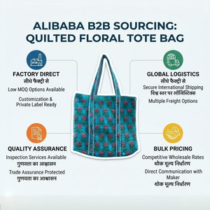 Bolso Tote de Algodón Acolchado con Estampado de Bloques, Hecho a Mano, con Patrón de Letras, Cierre de Cremallera Mediano, Asa para Hombro, Ecológico, Reutilizable y a la Moda - Product Image 5