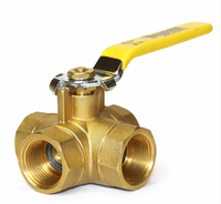 Válvula de bola de latón de 3 vías con puerto en L, 600 WOG, rosca BSP de 1/2 pulgada, control manual de agua para alta temperatura, OEM personalizable