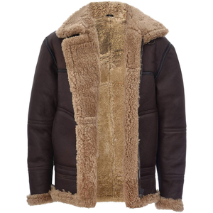 Veste de moto pour homme en cuir véritable marron, imperméable, respirante, écologique, col montant, fermeture éclair, coupe ajustée, pour l'hiver - Product Image 6