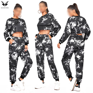Women Crop Top And Sweatpants <b>Set</b> Comfortable Two Piece Jogger Tracksuit For Gym Workout, Yoga, And Lounge - Product Image 6