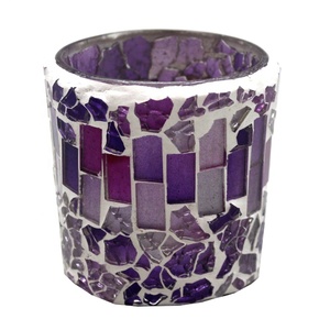 Bougie votive moderne décorative de luxe en verre de couleur bleue faite à la main pour la maison - Product Image 5