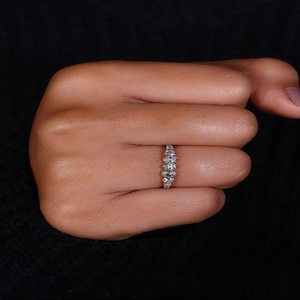Oval Diamond Wedding Band Gold Stackable Anniversary <b>Ring</b> Minimalist Bridal Band for Women - Product Image 5