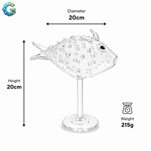 Chope à bière en verre cristal en forme de poisson, 20 cm de hauteur, design moderne, anti-fuite, nouveauté, cadeau fait main pour adultes, vaisselle de fête - Product Image 1