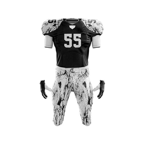 Custom American Football Uniform Set Black White Sublimated Jersey Pants Number Moisture Wicking Fitted <b>Men's</b> Adult All Seasons - Product Image 1