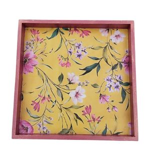 Juego de Bandejas Decorativas Rectangulares de Madera MDF con Diseño Floral Tradicional, 2 Piezas con Asas - Product Image 4
