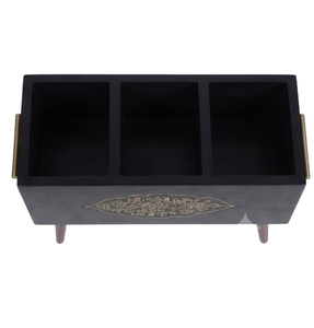 Organisateur de cuisine décoratif unique en bois de manguier fait main, noir, avec revêtement en poudre, pour la rangement de couverts et de vaisselle - Product Image 5