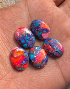 Cabochon ovale en huître rose naturel, pierre précieuse en vrac pour la fabrication de bijoux, vente en gros, irisé et poli - Product Image 1