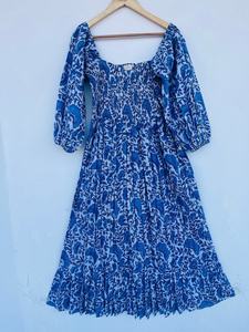 Femmes filles pur coton Maxi robe indien bloc imprimé décontracté été soirée à la mode nouvelle vente en gros longue robe mi-longue - Product Image 5