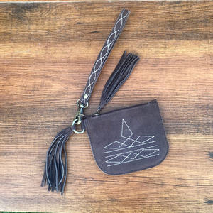 2024 New Design Vintage <b>Boot</b> Stitch Suede Leather <b>Zipper</b> Coin Purse Large Capacity Full Grain Genuine Cow Leather Coin Wallets - Product Image 2