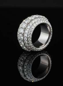 Premium Mens <b>Iced</b> Out Bling <b>Ring</b> Multi Row Hip Hop Design 925 Silver 10K 14K Gold Finish Bold Statement Fashion Jewelry Gift - Product Image 4