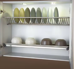 OEM/ODM Mueble plegable de acero inoxidable de 2 niveles para almacenamiento de platos y tazones - Product Image 1