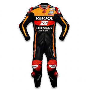Traje de Carreras Dani Pedrosa MotoCP, Traje de Cuero Completo Premium de Una Pieza para Pista con Rodilleras y Protecciones, Nivel 2 CE - Product Image 1