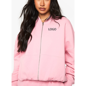 Sudadera con capucha estilo americano para chicas universitarias, forro polar de invierno, estilo hip-hop, con cremallera, corte holgado, peso pesado, estampado serigrafiado, top deportivo. - Product Image 1