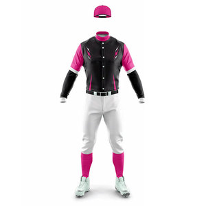 100% Polyester Made <b>Baseball</b> Jersey Long Sleeve Button Up Design with Pant <b>Baseball</b> Uniform Athletic Kit Multi Color Uniform - Product Image 2